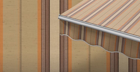 Маркиза локтевая VENTURA NEW, локти 1,5 метра, электропривод, тент из ткани в многоцветную полоску