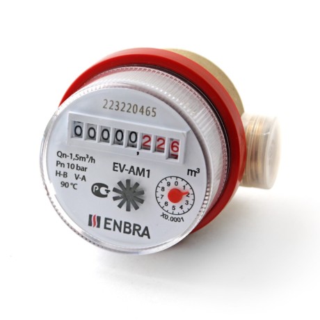 Счётчик учёта горячей воды ENBRA EV-AM1 L80 D15 B, без сгонов