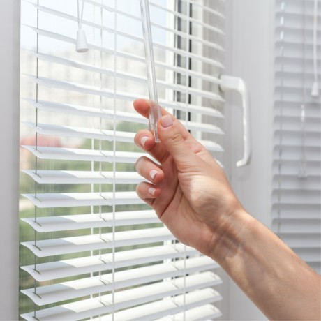 Жалюзи горизонтальные алюминиевые "Танго 25-М", Белый шелк 5101, 52,5 х 140 см, упр Левое