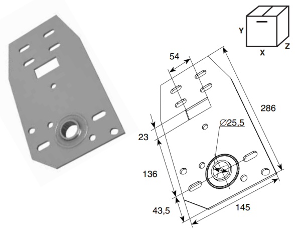 Кронштейн концевой опорный 127 мм для барабана сзади со встроенным подшипником