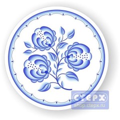 Декоративная круглая салфетка 28 см «Роза» коллекция «Гжель»