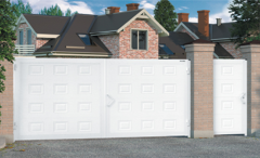 Ворота уличные распашные в алюминиевой раме с сэндвич панелью, 3500x2500, белые, филенка