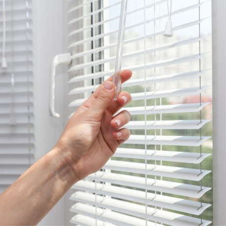 Жалюзи горизонтальные алюминиевые "Танго 25-М", Белый шелк 5101, 65 х 140 см, упр Правое